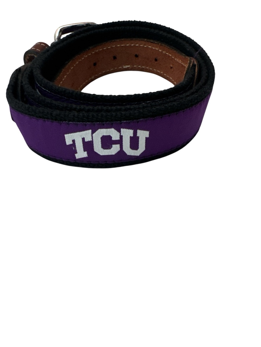 Purple TCU Leather & Web Belt with Black Trim